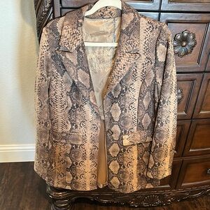 Brown and Tan Snakeskin Blazer with Relaxed Fit